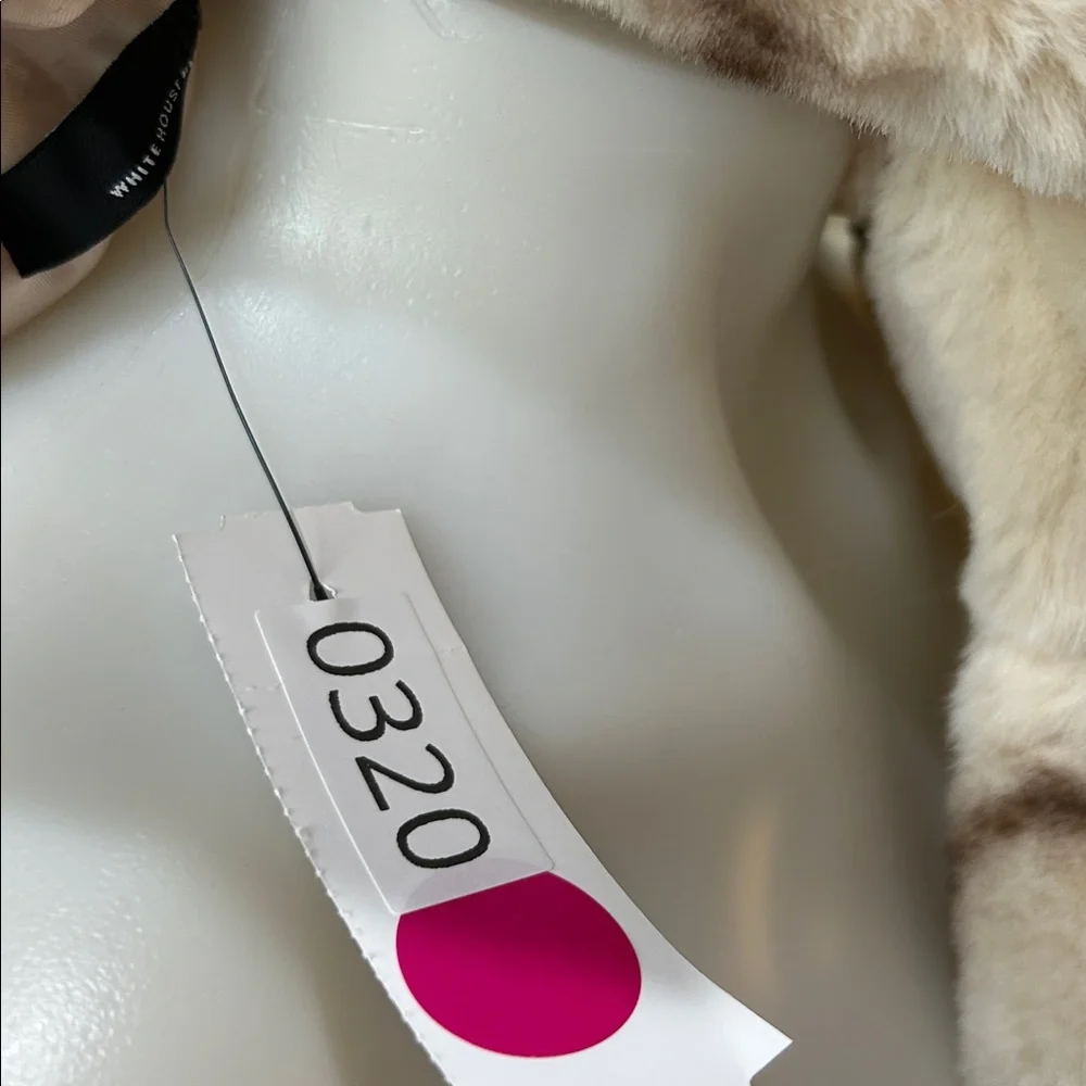 White House Black Market Cream Faux Fur Teddy Vest with Brown Stripe Accents - Picture 5 of 5